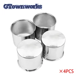 4pcs/1pc 130mm/5.15in 125.7mm/4.95in Push Through Center Caps for Universal TruckTrailer Carbon Steel Curved Surface Chrome