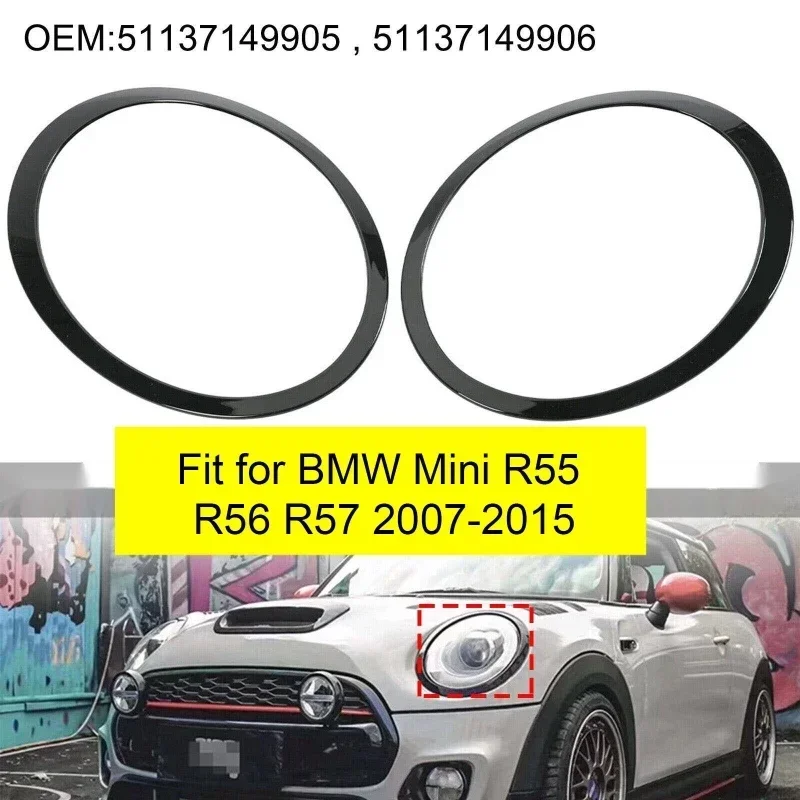 Front Headlights Taillight Trim Eyelid Frame Kit Grille Trim Cover For Mini Cooper S R55 R56 R57 2007-2015 Eyebrow Ring 4pcs