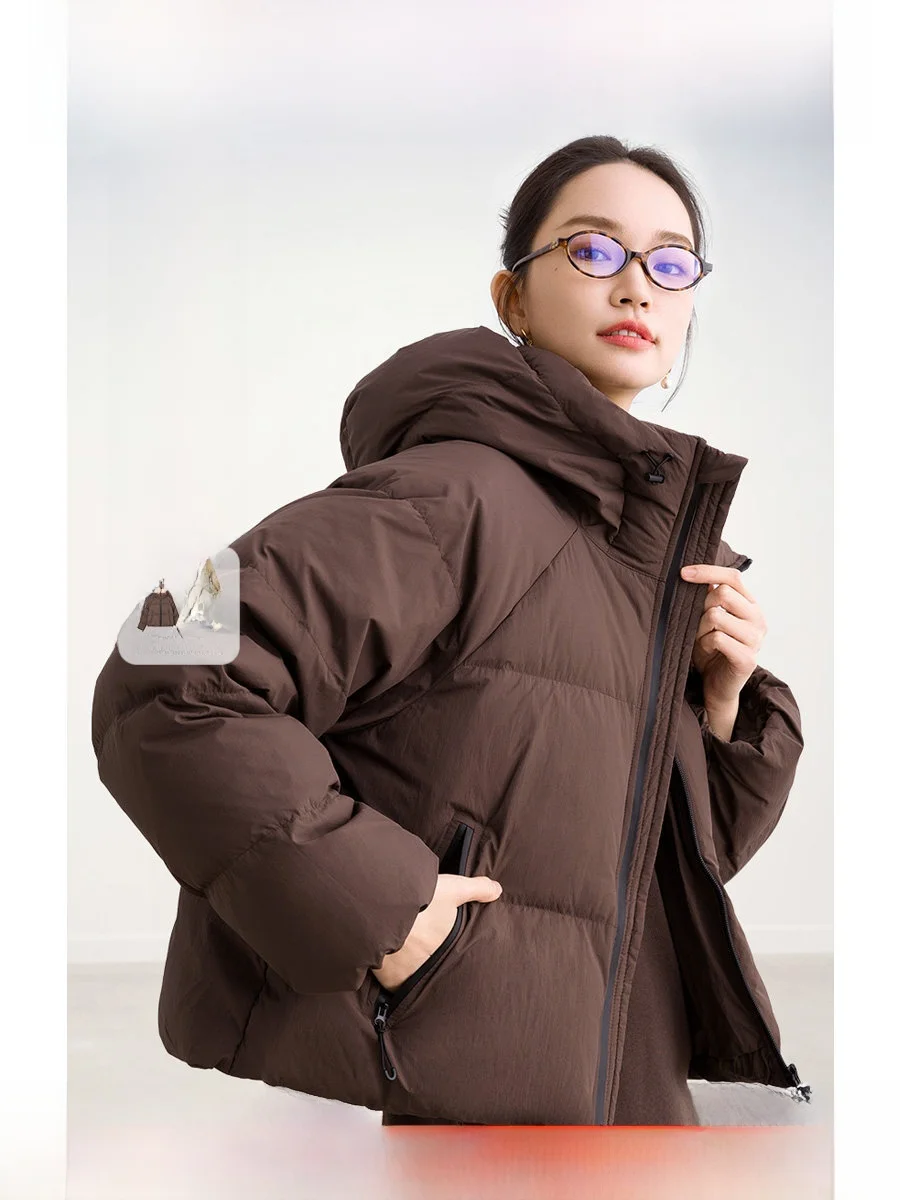 

Утепленная белая пуховая куртка с капюшоном на молнии, универсальная теплая рабочая одежда, ретро-стиль, однотонная, нейлоновая, с длинными рукавами, толстая