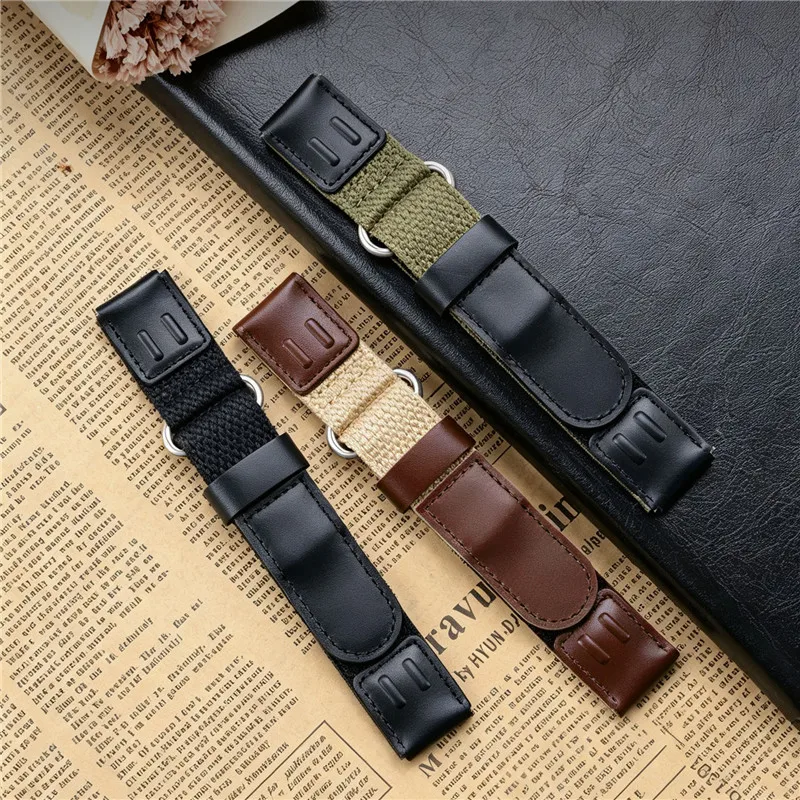 Hook & Loop Nylon Leather Watch Strap 19mm 20mm 22mm Quick Release Men Outdoors Sport Replace Band Bracelet for Casio Forester