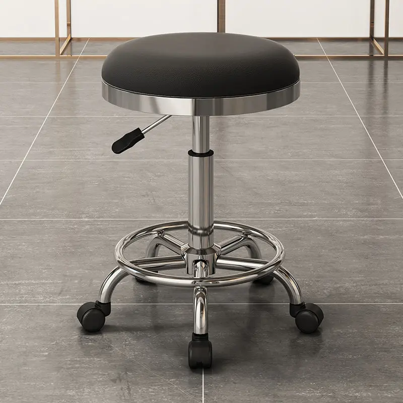 Height-adjustable Round Stools with Swivel Casters Barber's Stool Makeup Stool Hair Salon/Nail Salon Beauty Salon Stool