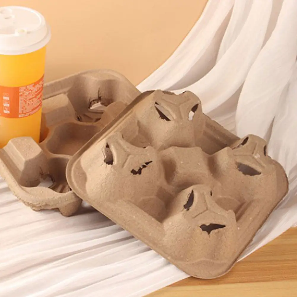 

25 шт. подставок для четырех стаканов из бумажной массы, прочные, удобные для переноски, для кофе на вынос, пикников, напитков, упаковочные коробки, держатели для стаканов на вынос