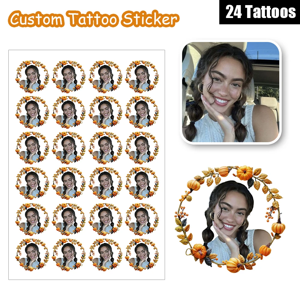 

24 Designs Thanksgiving Pumpkin Leaf Sticker DIY Harvest Festival Celebration Customized Personalized Temporary Face Tattoo DIY