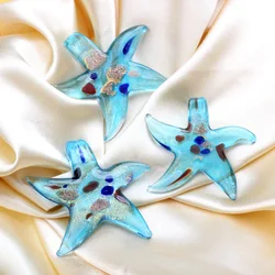 2PCS/Lot 53MM Contains Gold Foil Starfish Shape Pendant Handmade Lamp Work Beads DIY Necklace Jewelry Making