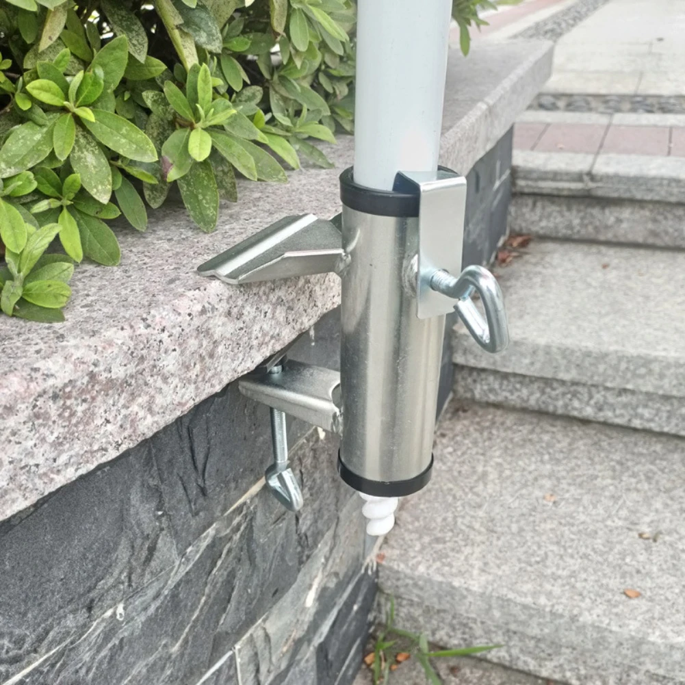 Outdoor Balcony Parasol Stand Adjustable Metal Holder Clamp Fits Umbrella Poles Inner and Outer Diameter 38 Millimeters