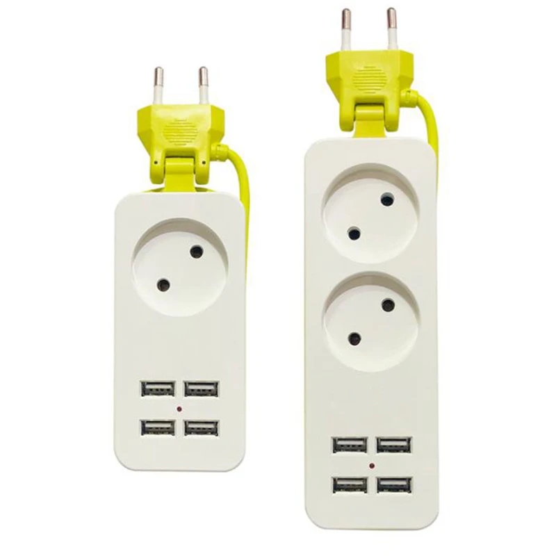 EU Plug Power Strip 4 USB Port Charger Socket, 1200W Multiple Portable Travel Plug Adapter for Smartphones Tablets