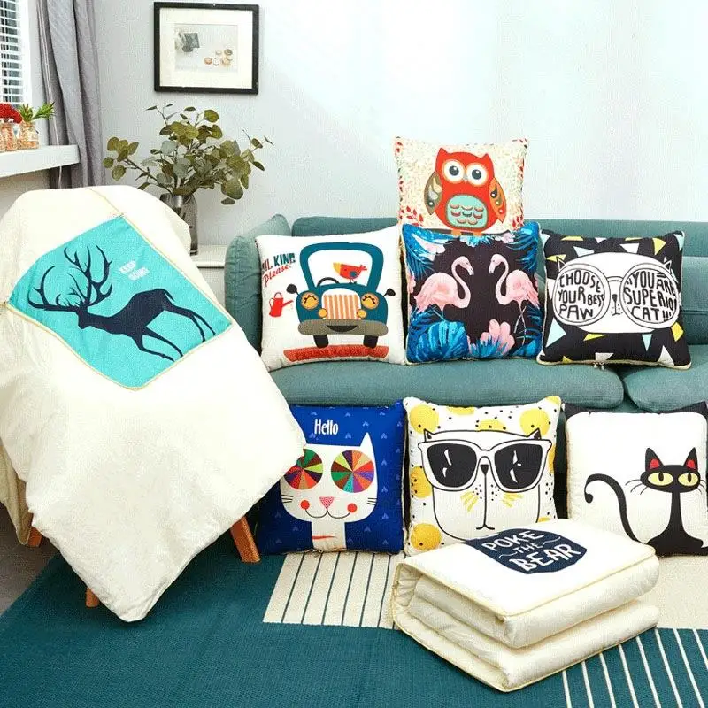 Nordic Style Two-In-One Pillow Blanket Car Mounted Stackable Advertising Gifts Business Promotional Home Decorative Cushion