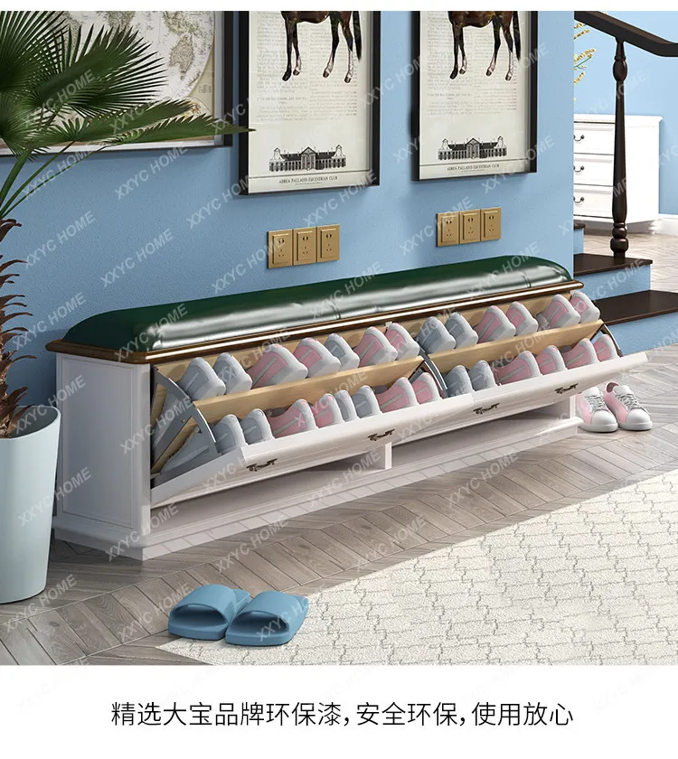 All solid wood shoe changing stool 40cm60 entry-level shoe cabinet at the door of the home can sit on the shoe stool
