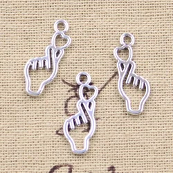 30pcs Charms Hand Heart Gesture 22x8mm Antique Silver Color Pendants Making DIY Handmade Tibetan Finding Jewelry