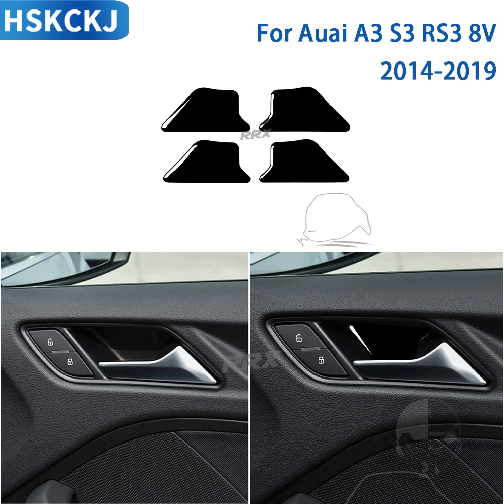 For Audi A3 S3 RS3 8V 2014 2015 2016 2017 2018 2019 Accessories Car Interior Inner Door Bowl Sticker Black Plastic