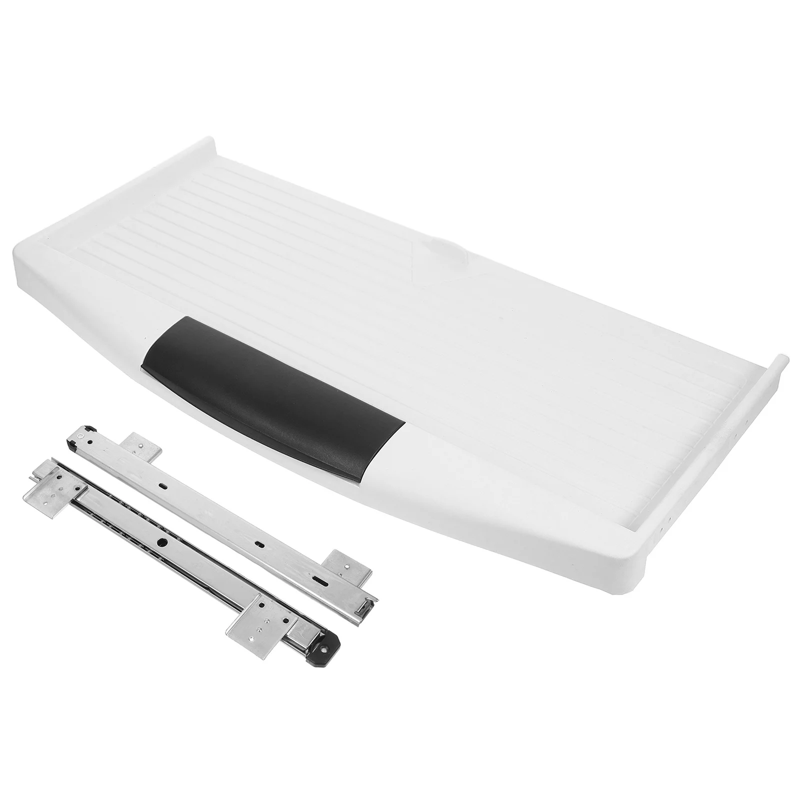 Rak Bawah Meja 28-36 Inci Rel Geser yang Dapat Disesuaikan Ekstensi Meja Komputer Dengan Tempat Pena Untuk Kantor Rumah Penyangga Keyboard