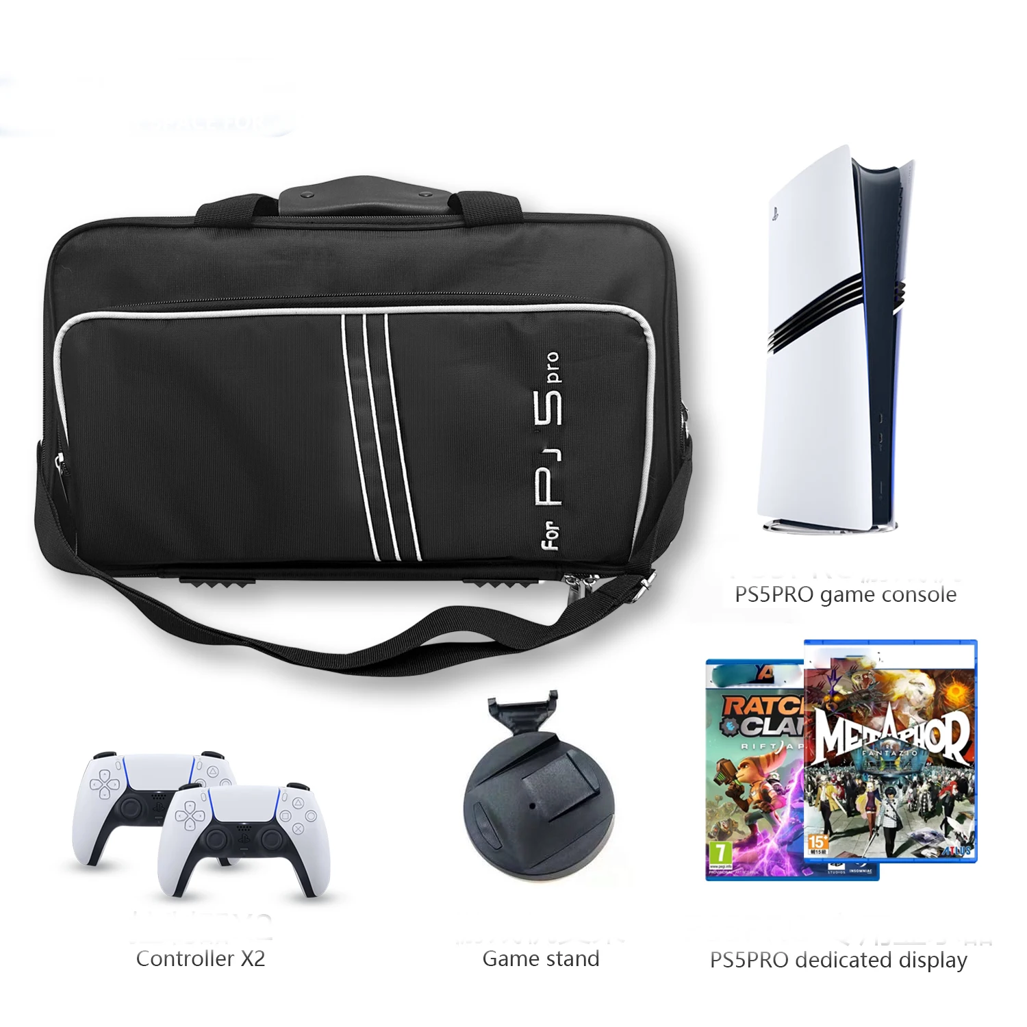 Carrying Case Shockproof Carrying Bag For PS5 pro Shoulder Bag Console Controller Portable Protective Travel Case Large Capacity