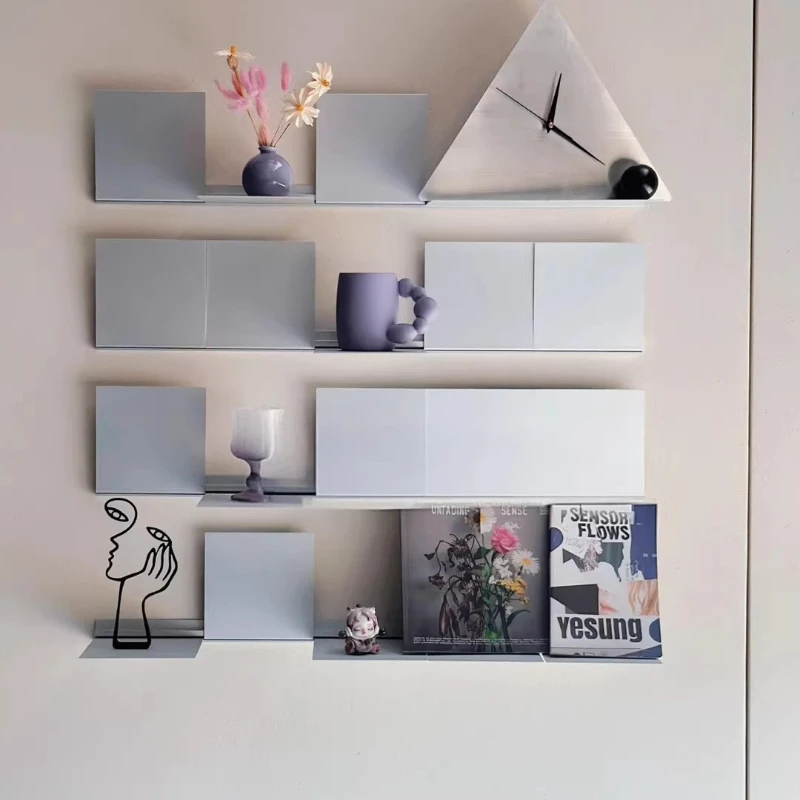 Bauhaus Wall-Mounted Folding Shelf Metal Magazine Display Rack Living Room Storage Organizer Modern