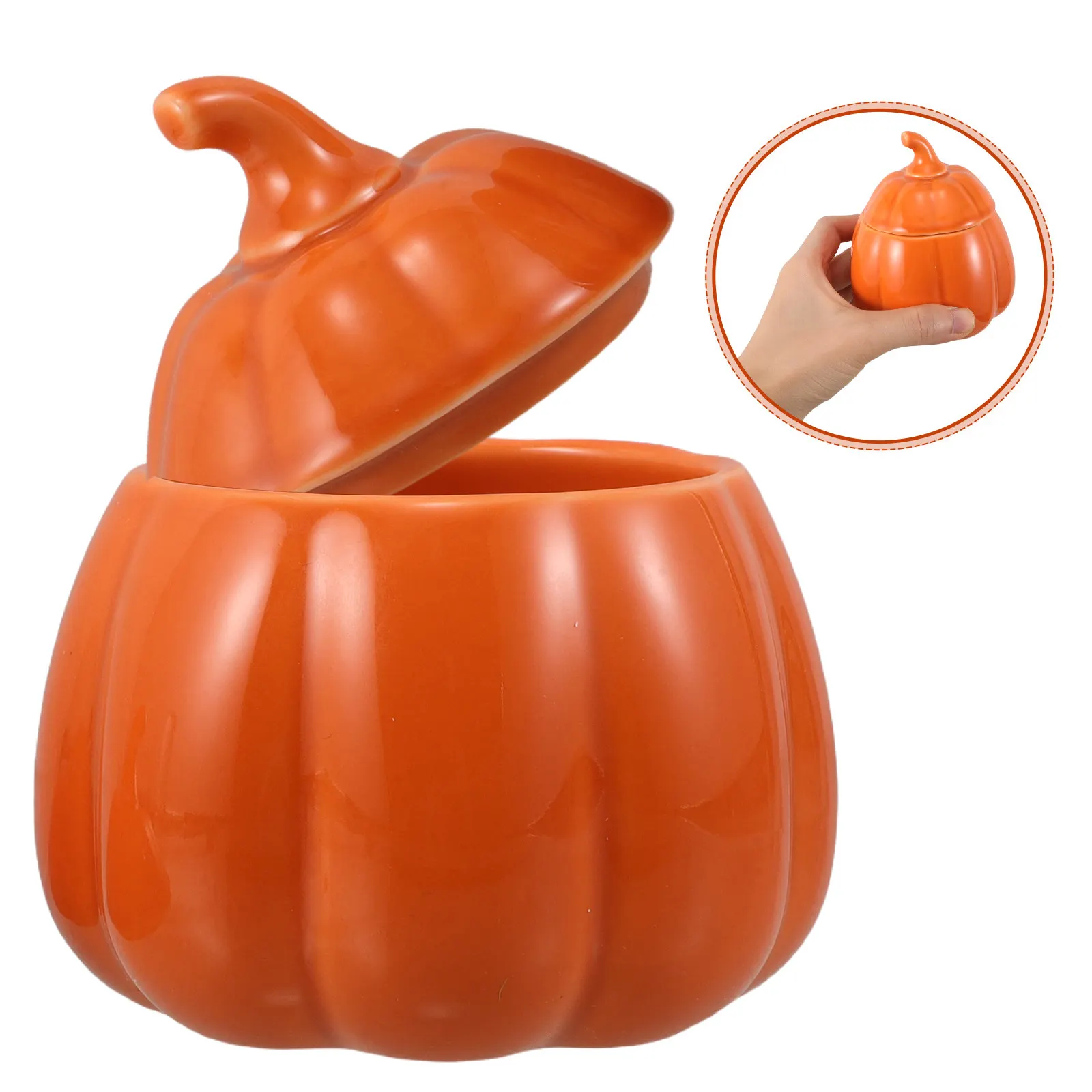 Ceramic Pumpkin Soup Bowl with Lid Vibrant Candy Color Halloween Stew Pot Thanksgiving Dessert Bowl Microwave Safe Heat