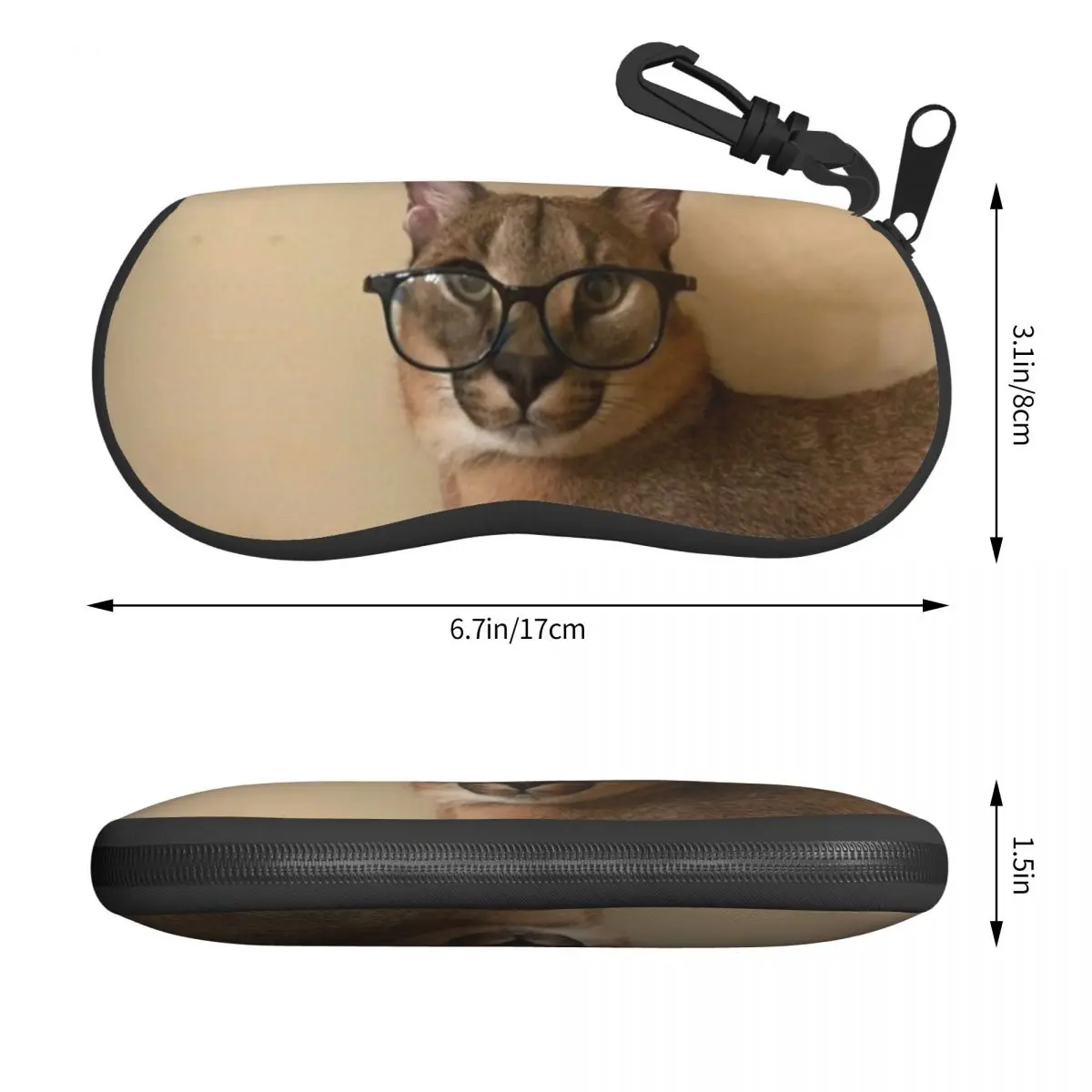 Studious Floppa Shell Eyeglasses Protector Cases Fashion Sunglass Case Meme Cat Glasses Bag