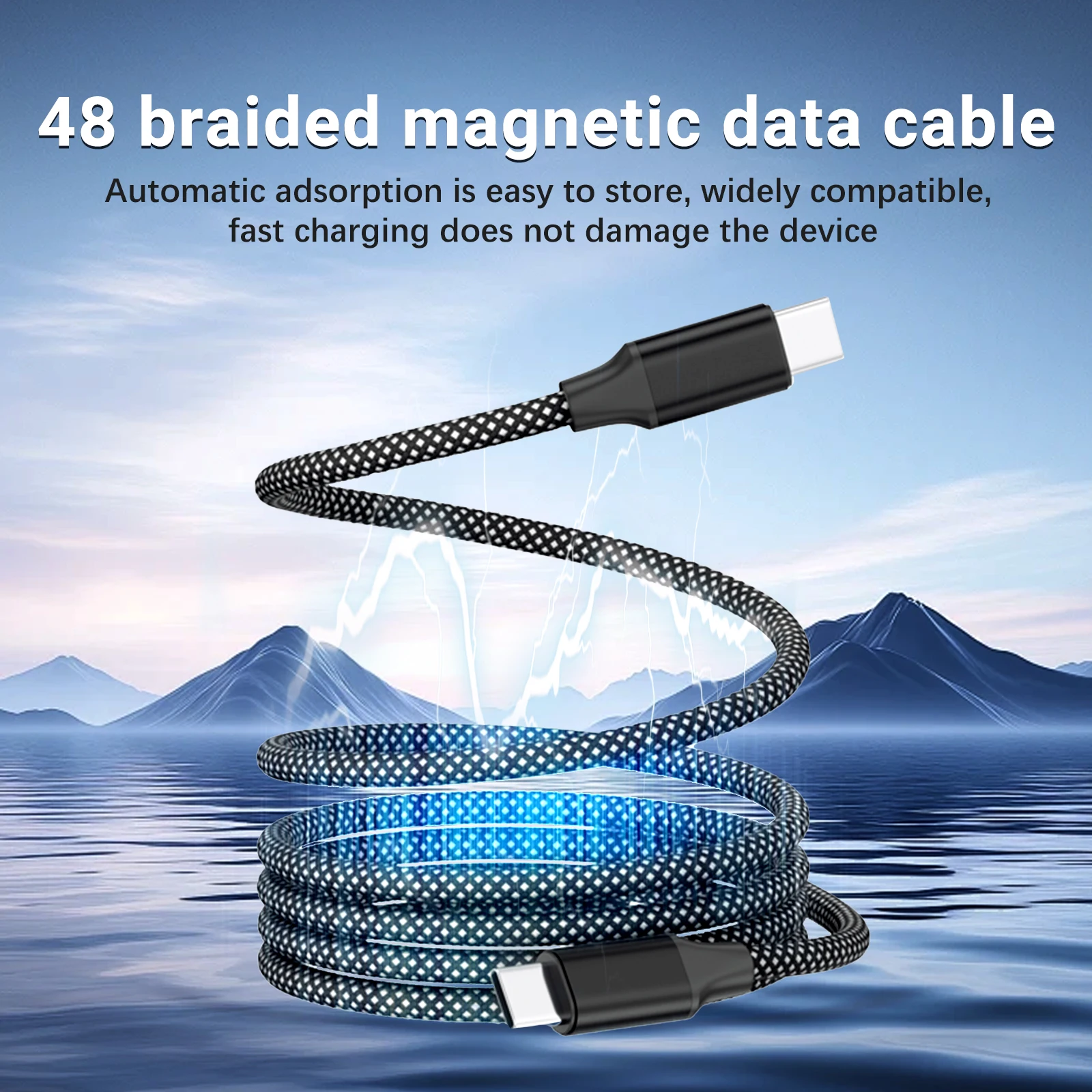 

New Nylon Braided Magnetic Type C Charger Cable, USB to Type C,Type C to Type C Fast Charging Cord