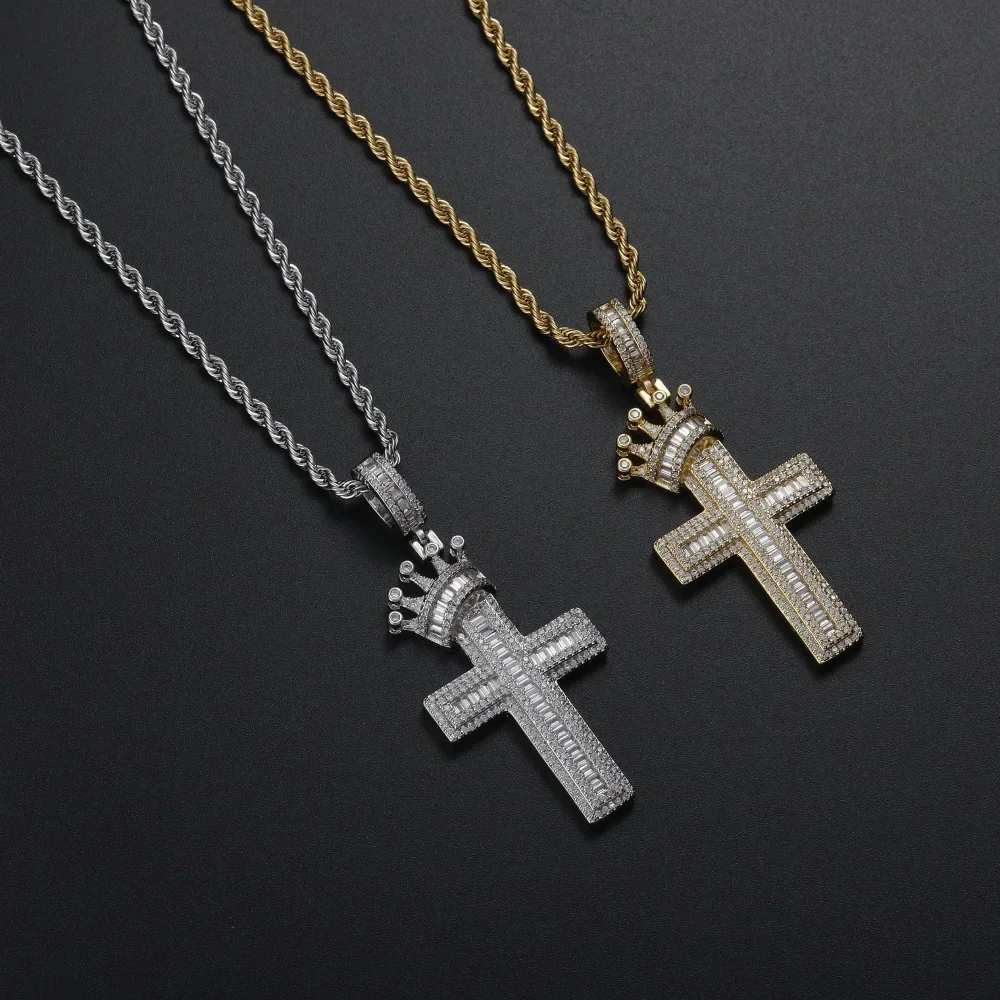 Crown Cross Hip Hop Trend Necklace Ladies Men Diamond Personality Exquisite All Match Necklace Boys Girls Holiday Gifts