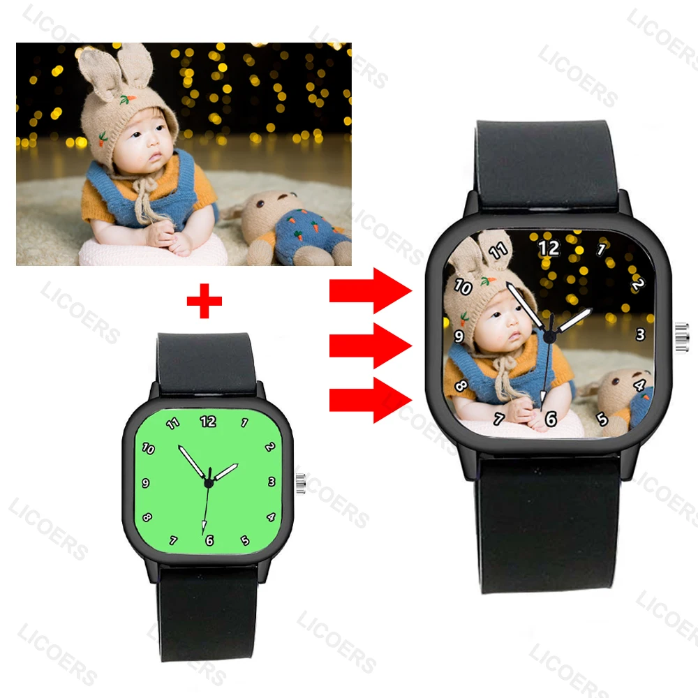 Custom DIY Watch Women Men Printing Photo Logo Name Text on Dial Personalized Luminous Wristwatch Digital Quartz Wristwatches