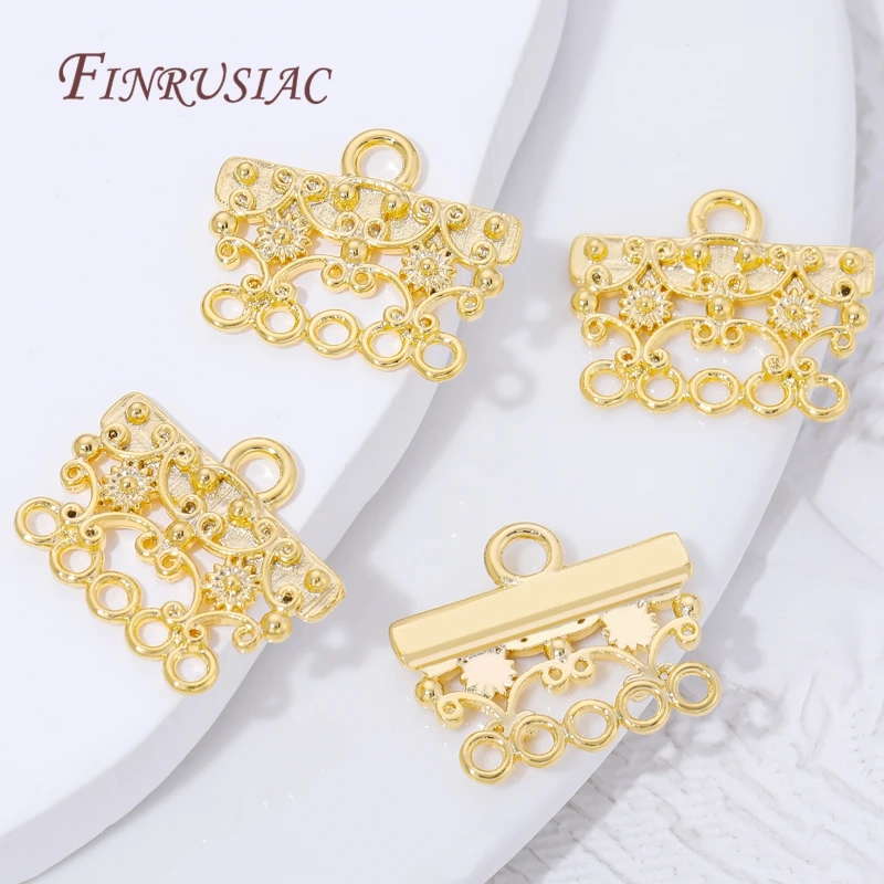 18K Gold Plated Brass Filigree 5 Loop Chandelier Earring Connector,Vintage Style Multi Hole Link For DIY Jewelry Making Supplies view 6
