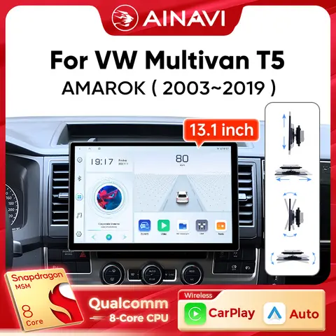 Ainavi 13.1 인치 자동차 라디오 VW 폭스 바겐 Amarok Multivan T5 무선 Carplay 안드로이드 자동 멀티미디어 플레이어 2Din HDMI