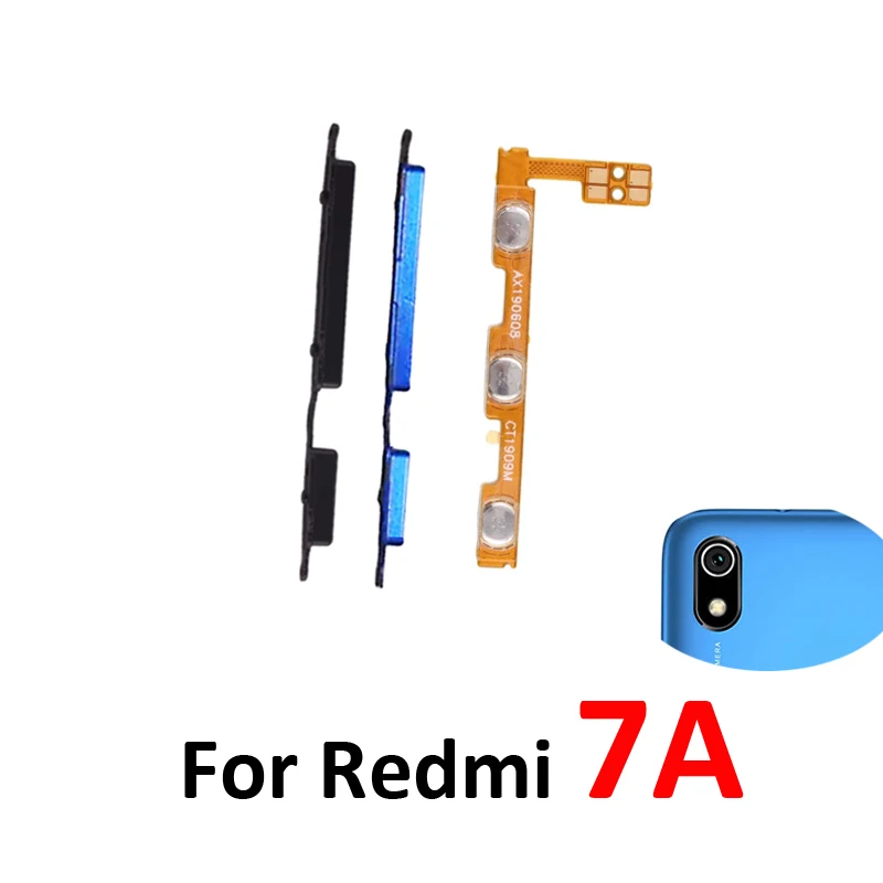 For Xiaomi Redmi 7A Phone Power Volume Button New On Off Up Down External Key Internal Flex Cable Repair Parts Black Blue