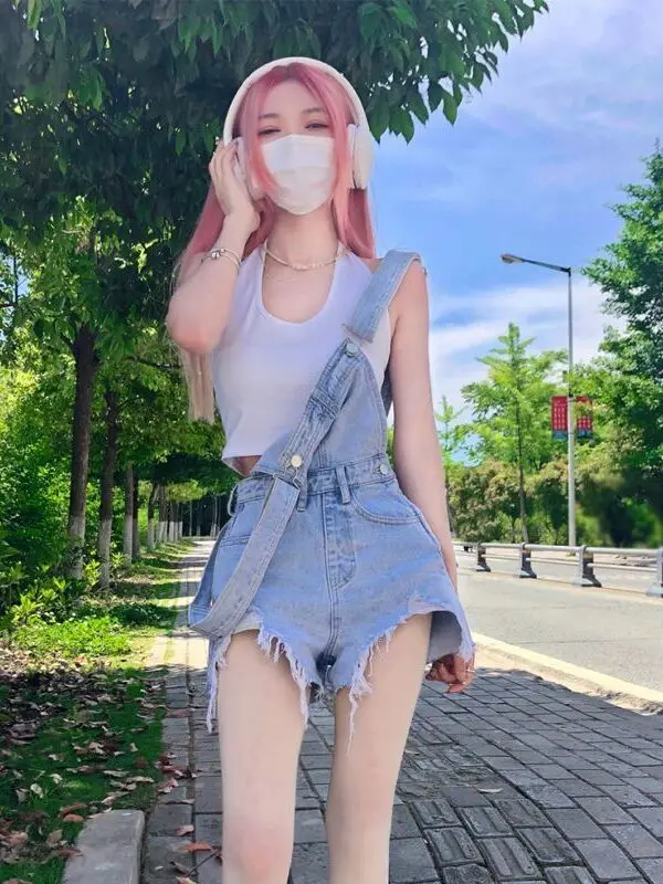 

Slimming Short Jeans Shorts Women's Summer Thin Large Size Hole Punchy Tassel Denim Overalls Ageless Elegant Hot Pants