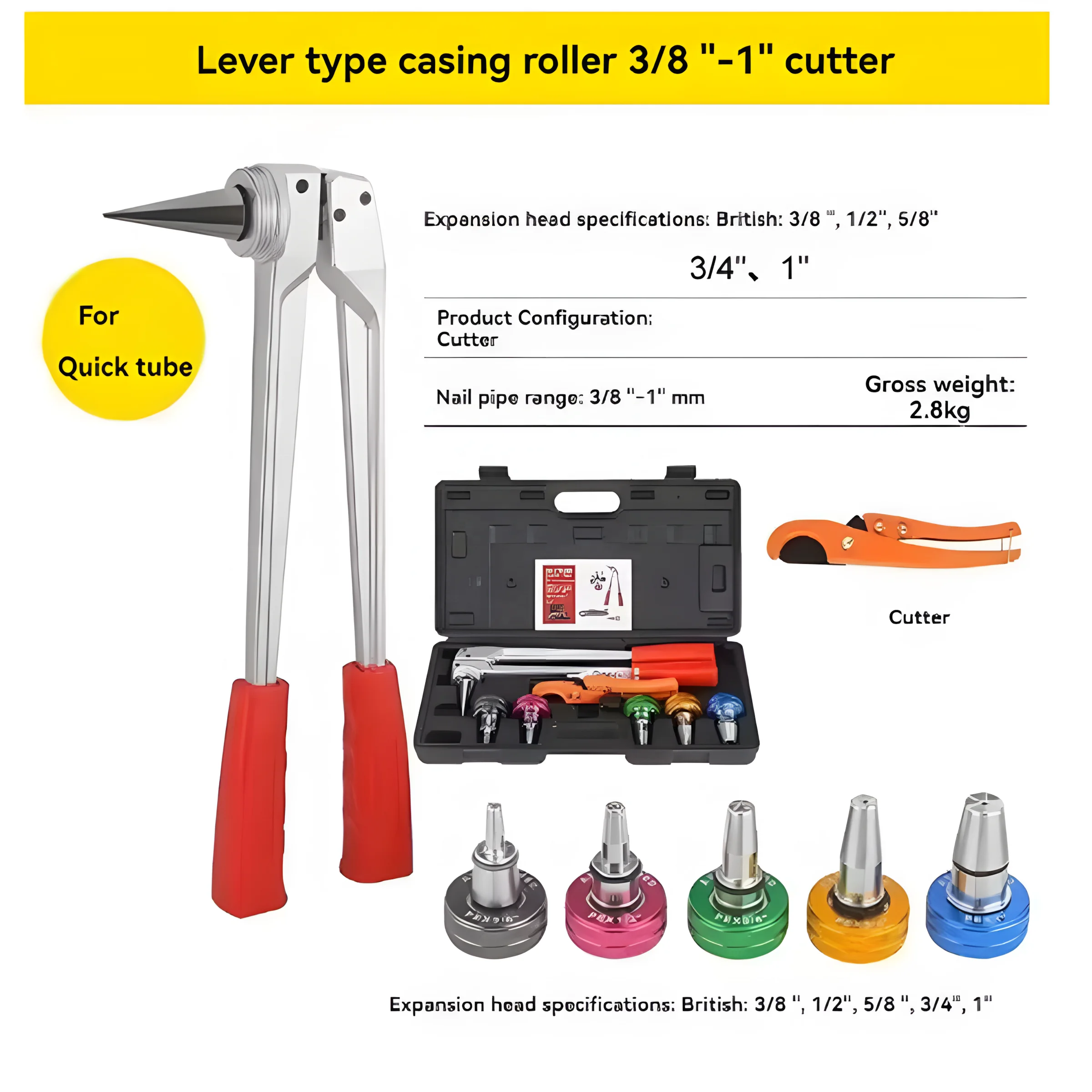 PEX Pipe Tube Expander Metric British Units Fittings for Water and Radiator Connections Hand Tools