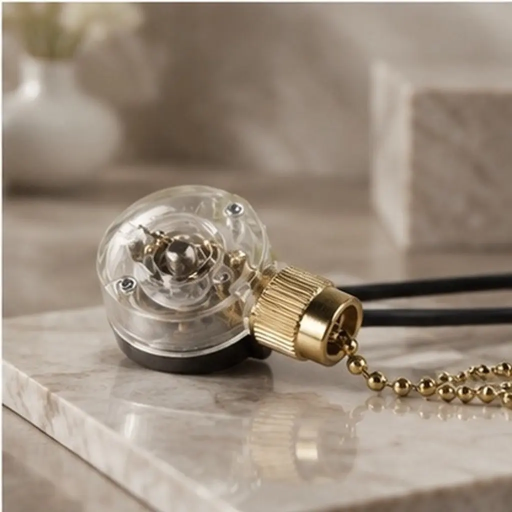 Fan Pull-Chain on-Off Zipper Two-Wire Translucent Switch Creative Small Lightweight Easy Install for Home Ceiling Fan Light