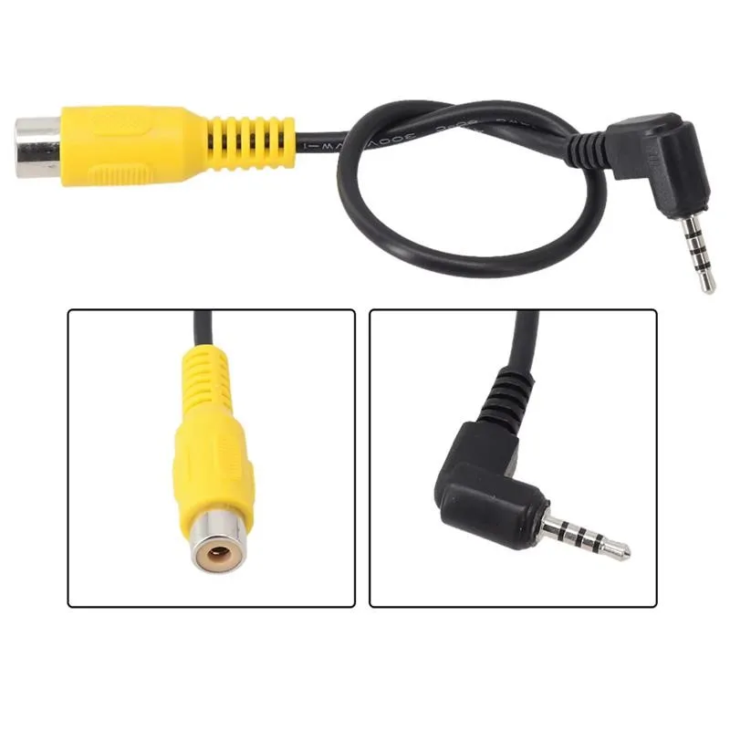 RCA To 2.5mm AV Converter Cable Navigation Video GPS Camera Conversion Cable Display Extension Car Rear View Reverse Parking E4