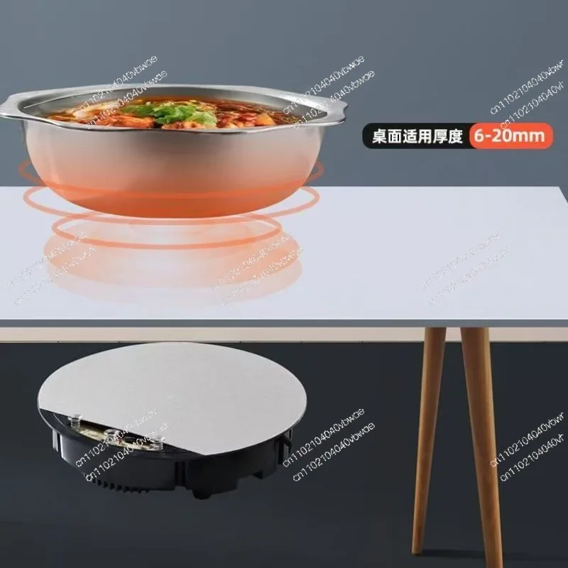 Hidden Induction Cooktop, Built-in Marble Dining Table with Round/Square Cutout, High Power