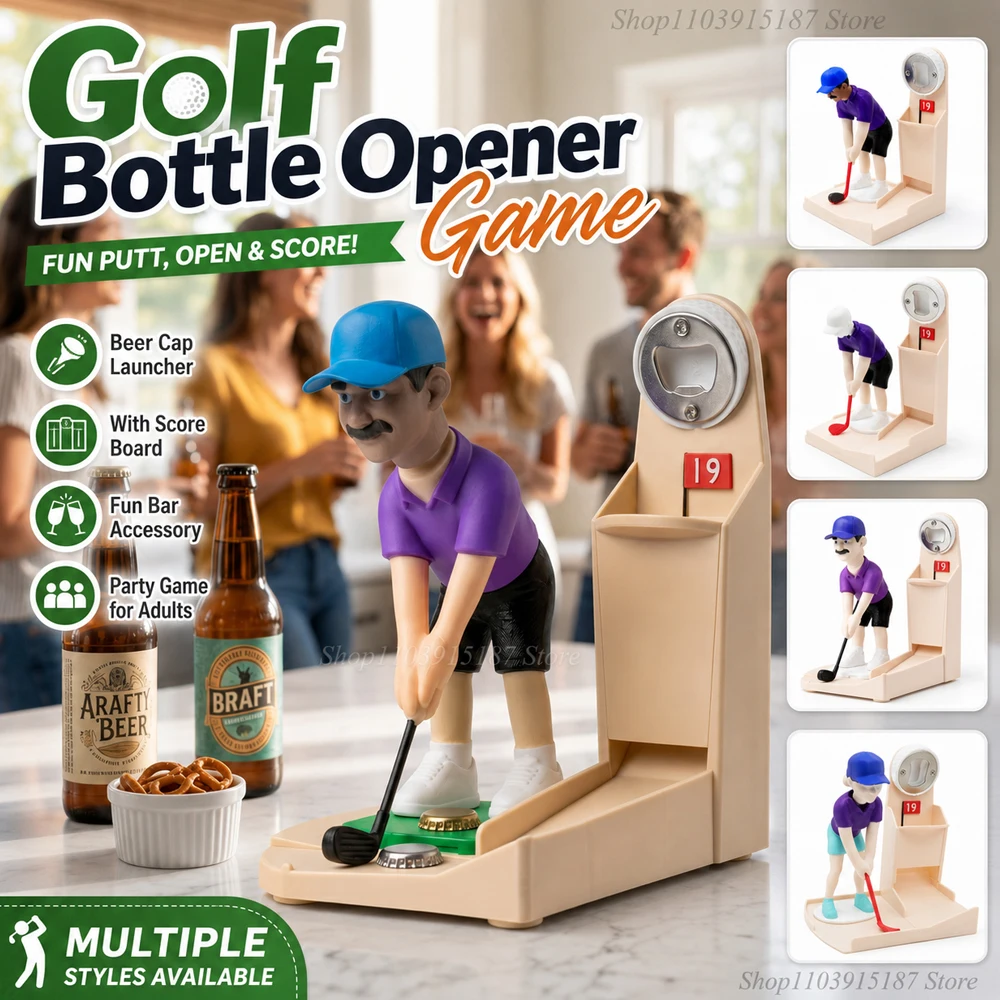 Golf Bottle Opener Game, Beer Cap Launcher Drinking Game with Score Board, Fun Bar Accessories for Home, Man Cave Decor, Party