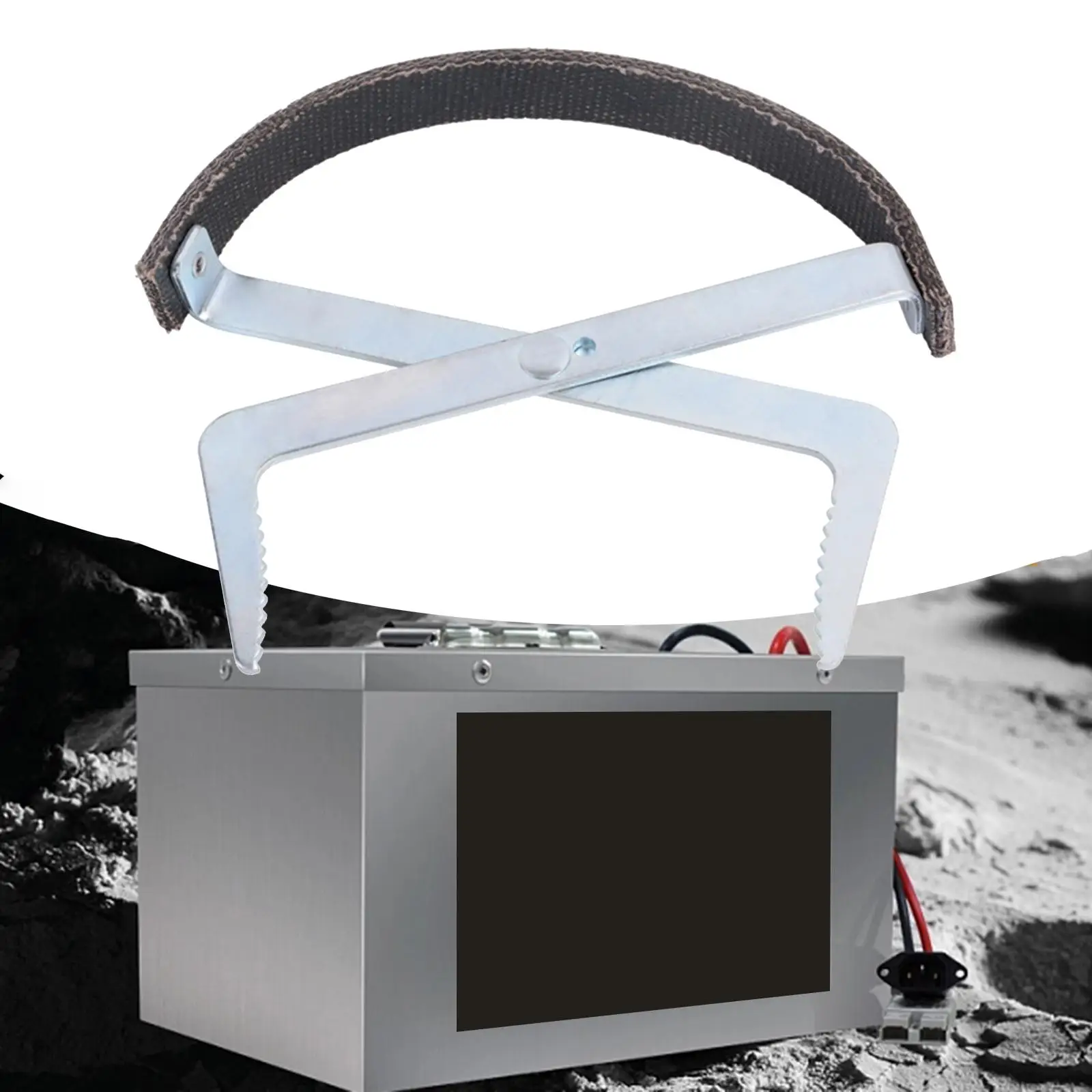 

Надежный держатель для автомобильного аккумулятора из инструментальной стали с ремнем для легкого снятия и транспортировки