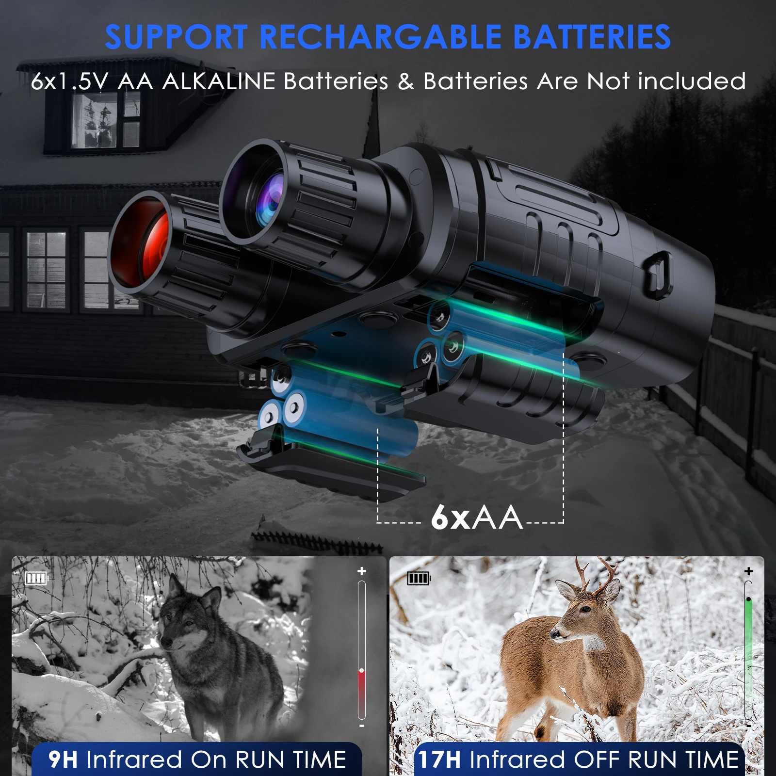 Binoculares de visión nocturna con Zoom Digital 4X, gafas infrarrojas de 7 niveles, telescopio con pantalla de 2,3 ", 300 metros para caza, Camping y navegación