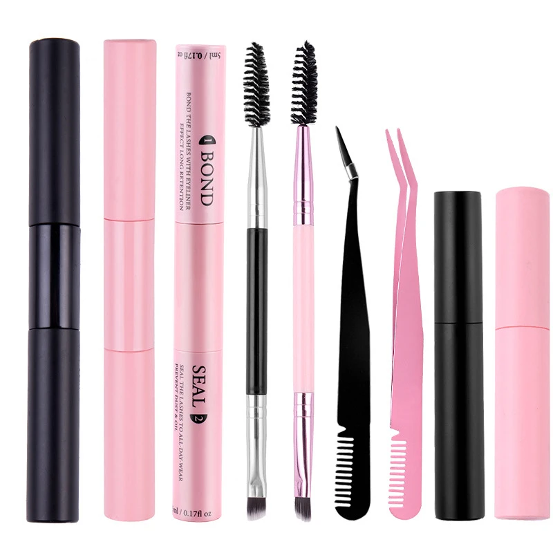 Doppelseitiger Wimpernkleber und -versiegler für DIY-Wimpernbüschel, langanhaltender, wasserfester Mascara-Stift, falscher Wimpernkleber, Make-up-Tool