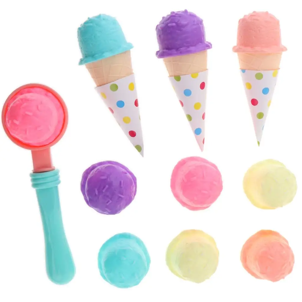 1 Set Plastic Colorful Sweet Ice Cream Cakes Play Toys for Children Pretend Play Food