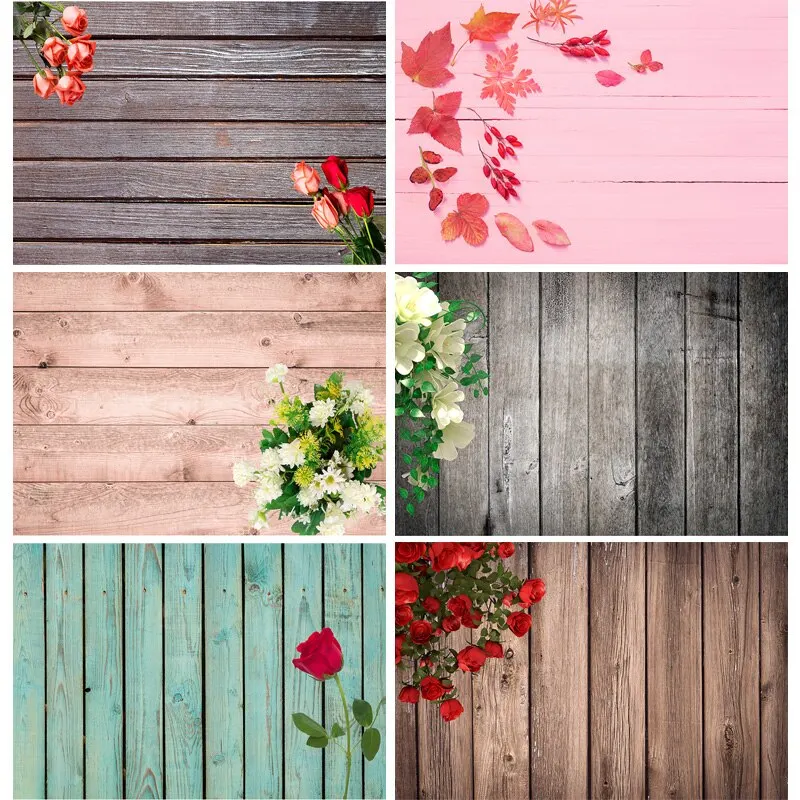 

SHENGYONGBAO Vinyl Custom Photography Backdrops Props Flower Wood Planks Photo Studio Background 21112HM-01