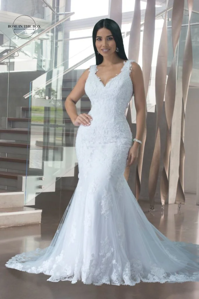 Sereia vestidos de casamento com decote em v sem mangas rendas applique vestido de noiva 2022 vestidos de noiva sheer voltar espanha vestidos de casamento