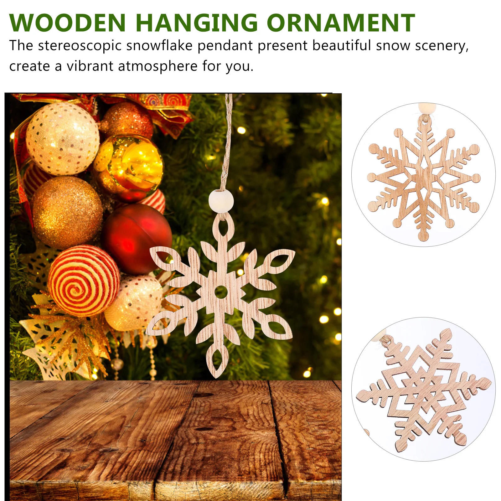 

6Pcs Christmas Snowflake Hanging Ornaments Wooden Xmas Tree Decorations Snowflake Ornaments Hanging Wooden Snowflakes
