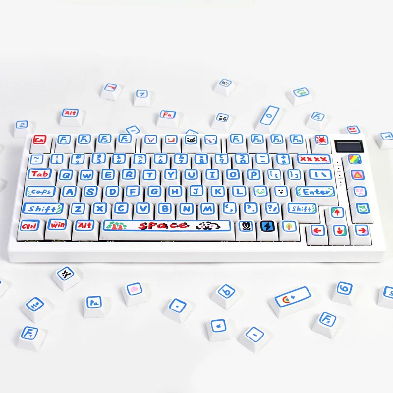 XDA Profile Hand-Painted Style PBT Keycaps Novelty Mechanical Keyboard Computer Pc Gamer DIY Pbt Key Cap Dye-Subbed Cute Cartoon