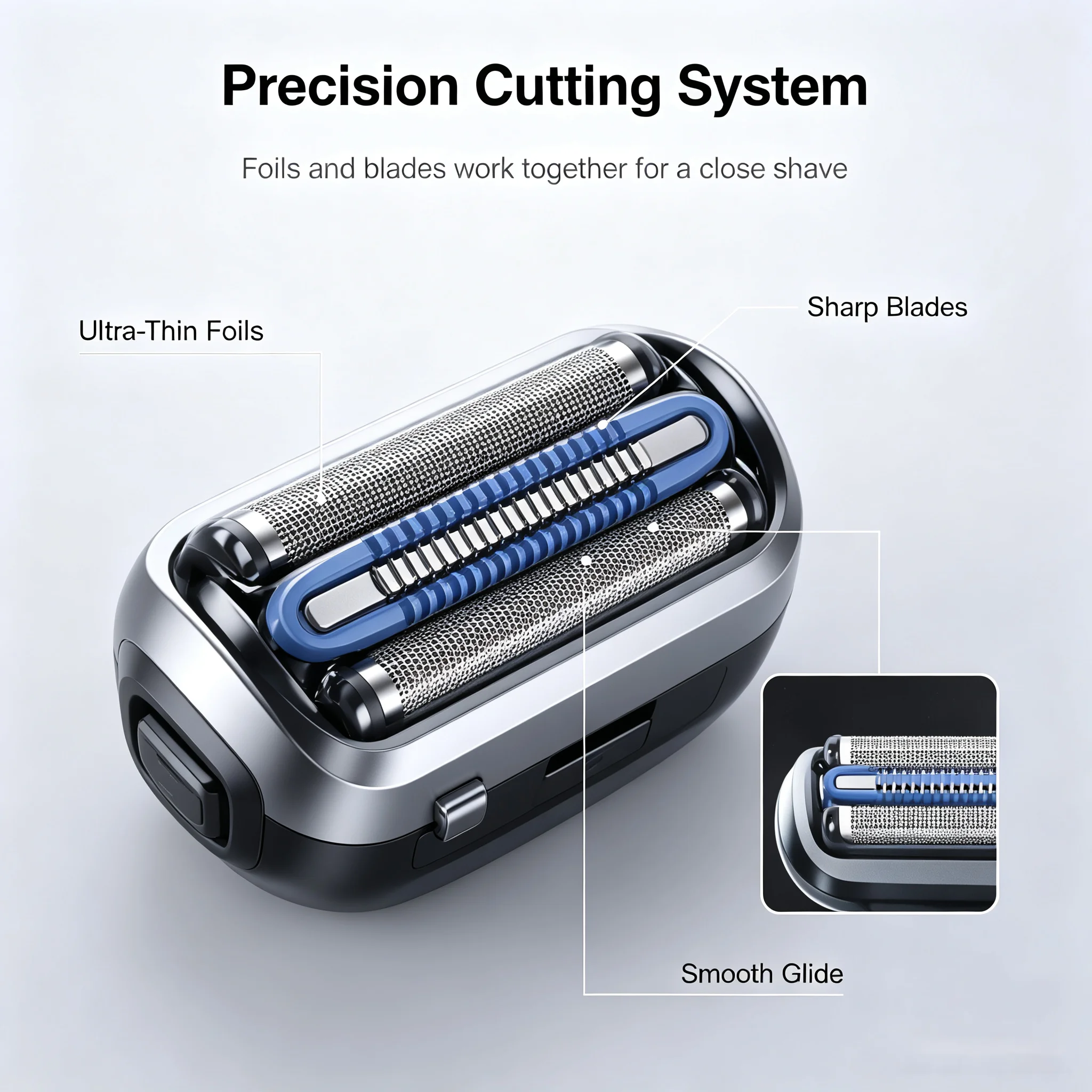 Braun 65B Shaver Foil & Cutter Replacement Head, 38um Ultra-Thin Mesh, 4D Anti-Vibration, Fits Series 5/6 Men's Electric Shaver