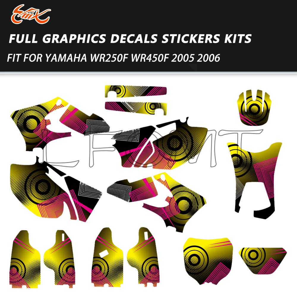 

Motocross Background Full Fairings Graphics Decals Sticker Kit Fit for Yamaha WR250F WR450F WRF250 WRF450 WR 250F 450F 2005 2006