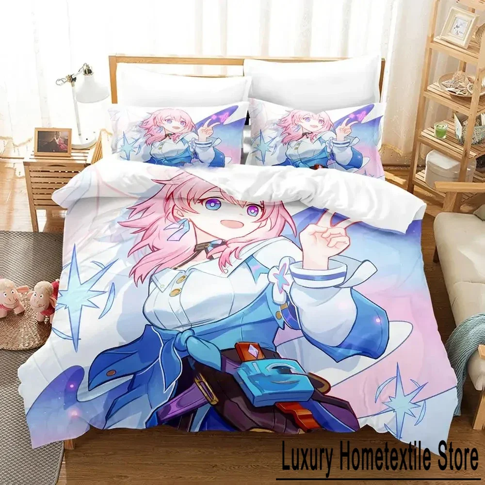 Anime Game Honkai Star Rail Bedding Set Duvet Cover Bed Set Quilt Cover Pillowcase Comforter king Queen Size Boys Adult Bedding