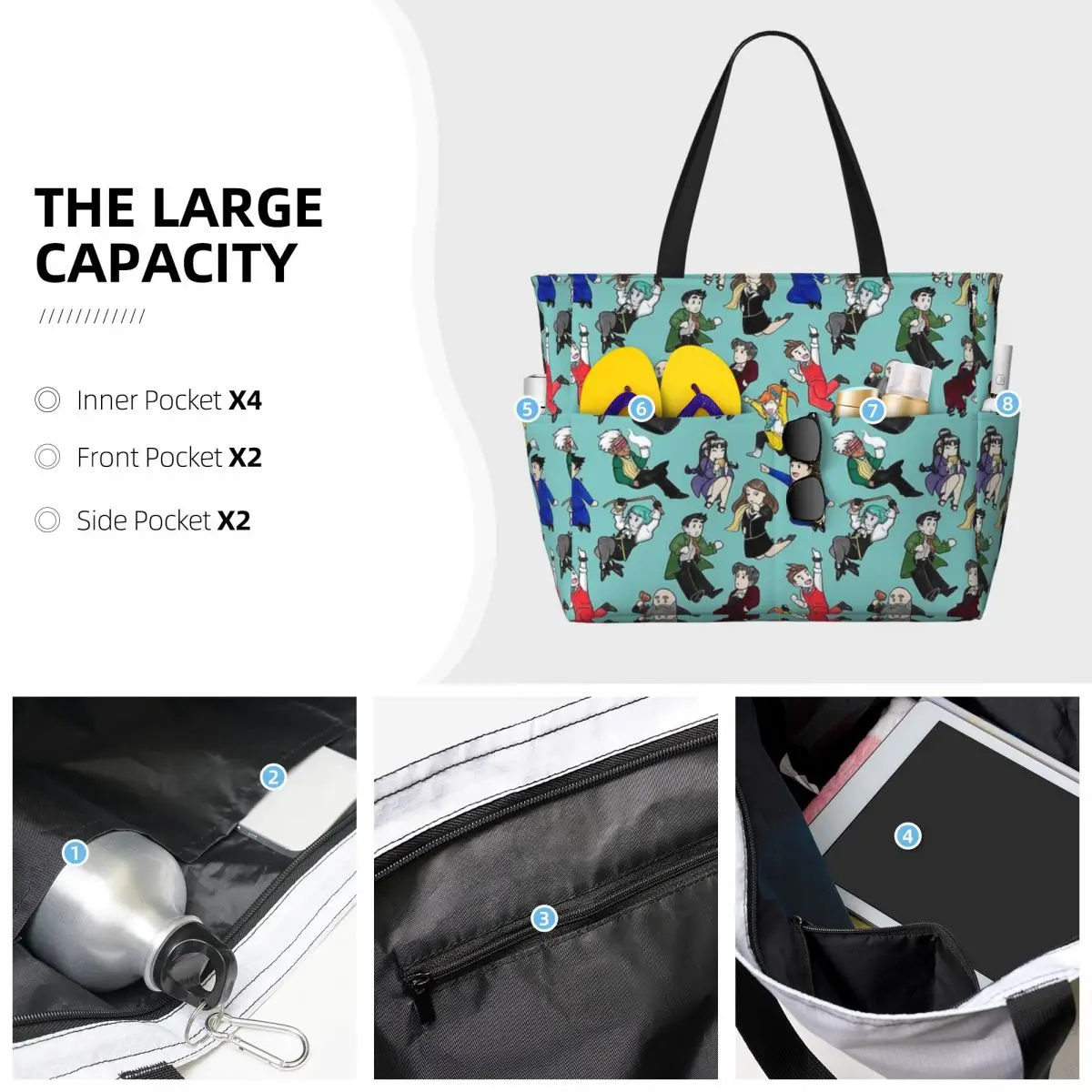 Bolsa de Viagem Praia Ace, Sacola Elegante, Grande Capacidade, Presente de Aniversário, Padrão Multiestilo, Bolsa de Praia