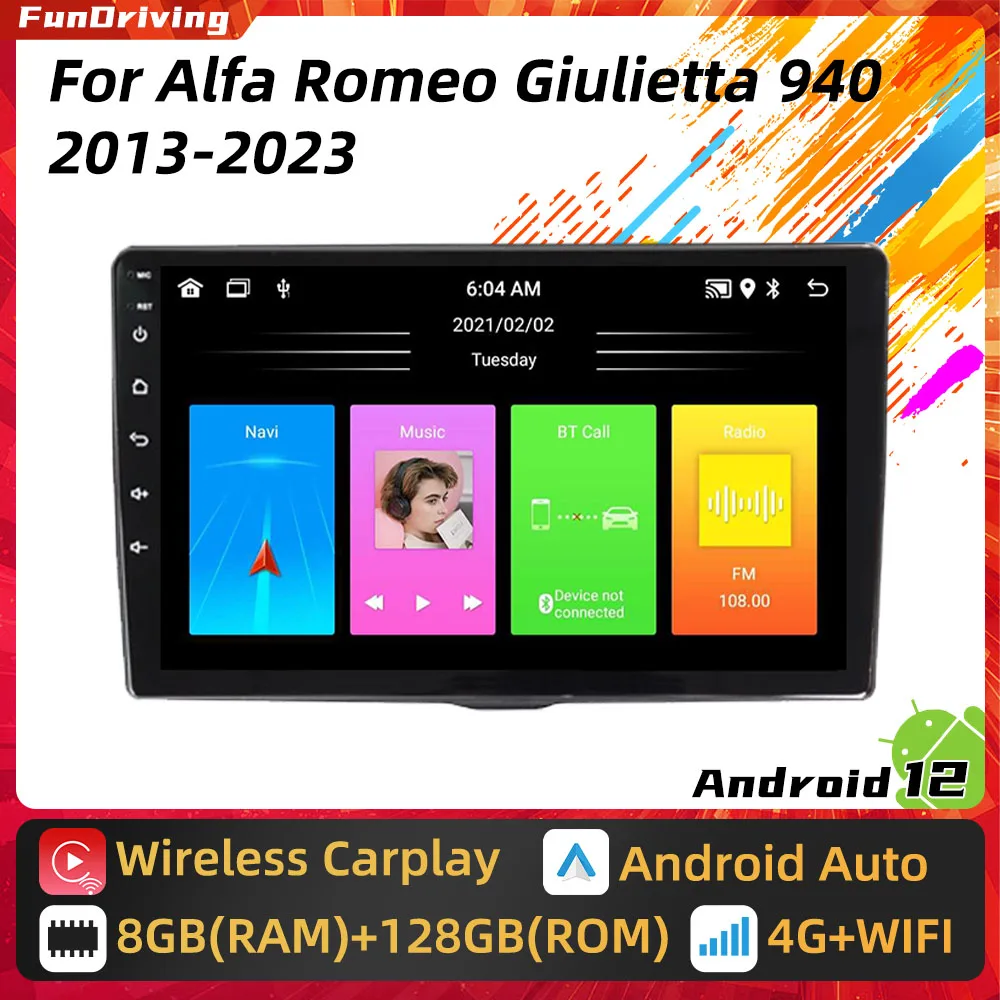 Android Car Radio for Alfa Romeo Giulietta 940 2013 - 2023 2 Din Multimedia GPS Carplay Android Auto Autoradio Stereo Head Unit