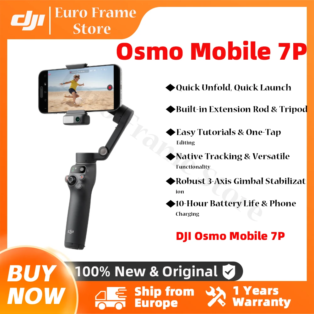 DJI Osmo Mobile 7P Robust 3-Axis Gimbal Stabilization 10-Hour Battery Life & Phone Charging Original New