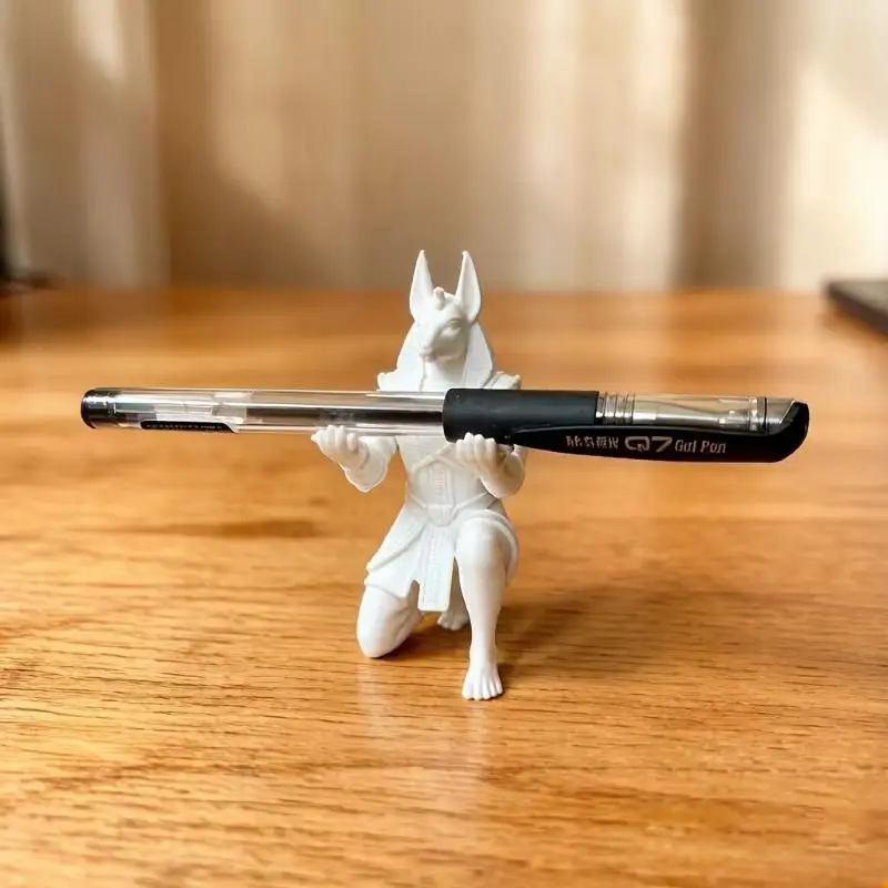 1Pc Vintage Figurine Pen Holder 3D Printed Egyptian Statue Desktop Organizer Creative Desk Decor Storage Rack Office