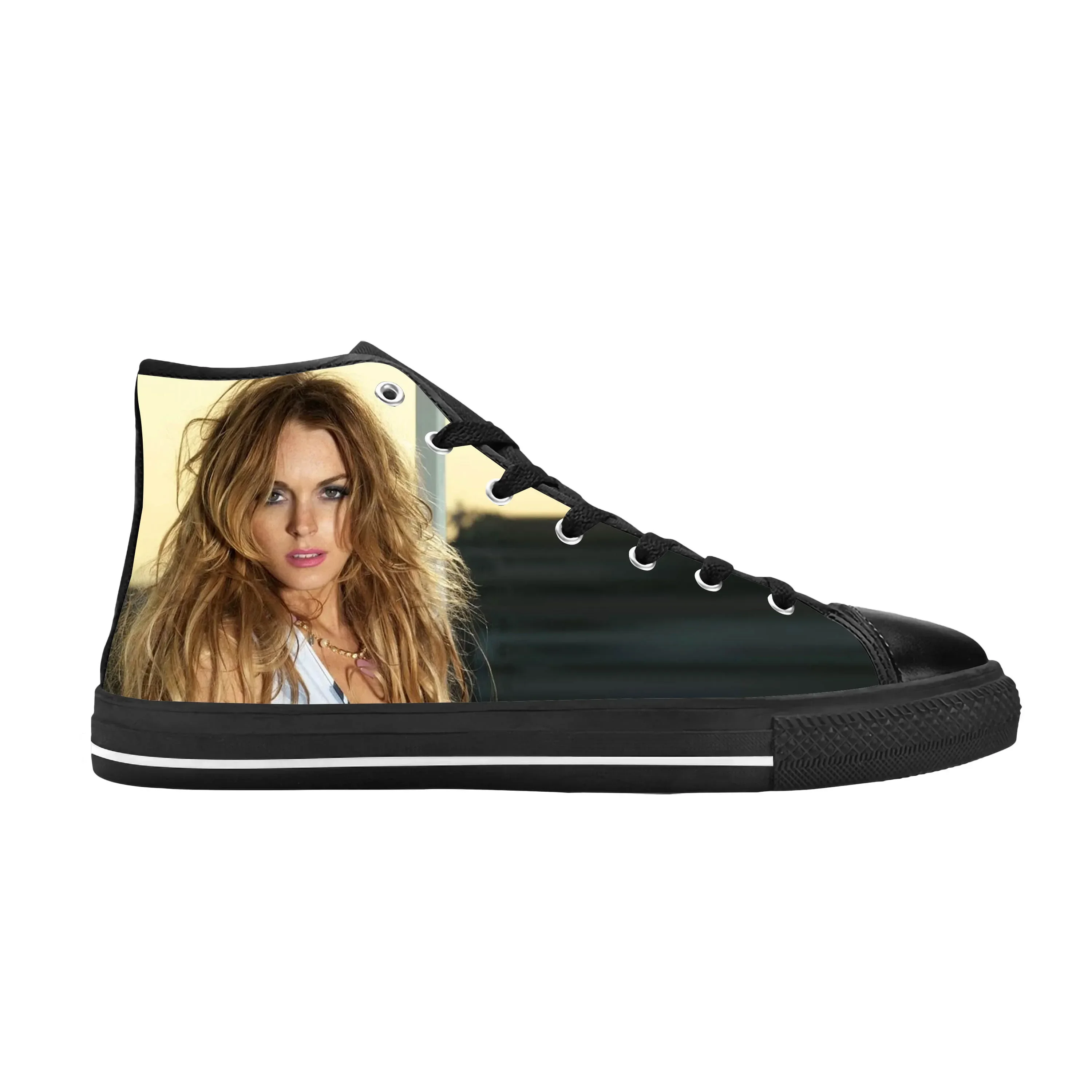 Hot Lindsay Lohan Movie Star Actor Singer Fashion Casual Cloth Shoes High Top Comfortable Breathable 3D Print Men Women Sneakers