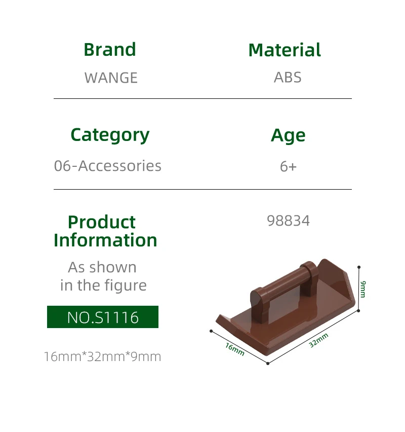 Wange129Pcs/lot NO.98834 pelat panduan udara dengan pegangan blok Aksesori warna Moc kompatibel dengan bata DIY mainan anak-anak