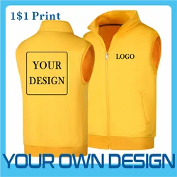 Winter Vest Jacket Warm Solid Colour Sleeveless Vest Polar Fleece Versatile Couple's Style Custom Printed Embroidery LOGO 2022