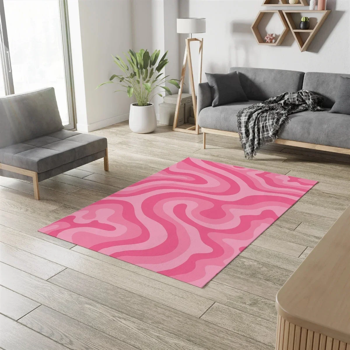 Pastel Pink Retro rug 70s Rug Groovy rug Wavy Trippy Rug Area Rug Retro bedroom aesthetic living room modern art deco rug